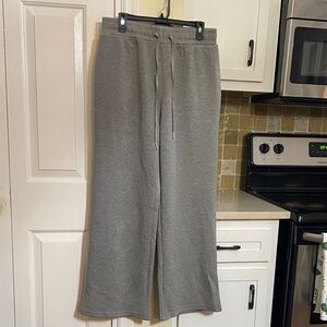 Gray Wide Leg Drawstring Sweatpants